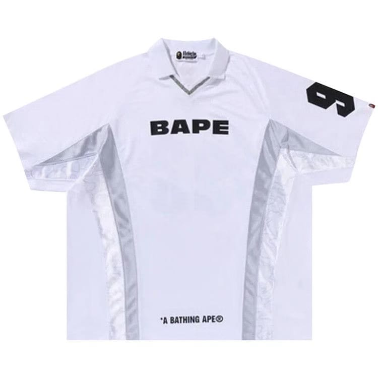 BAPE Multi Logo Relaxed Fit Soccer Jersey White