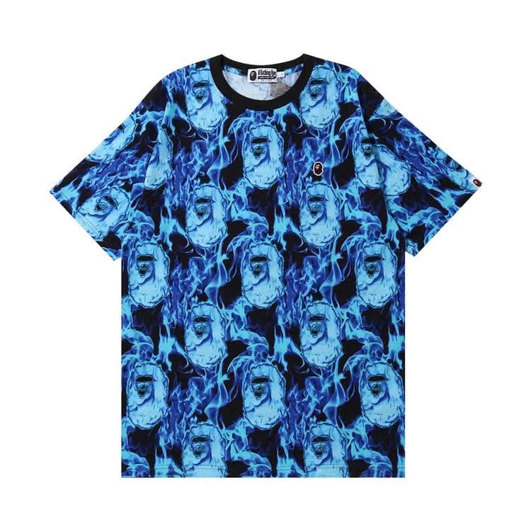 BAPE Flame Wide T-Shirt Blue