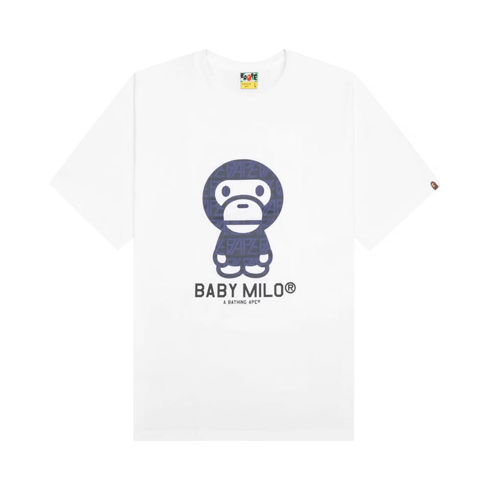 BAPE Logo Monogram Baby Milo T-Shirt White/Navy