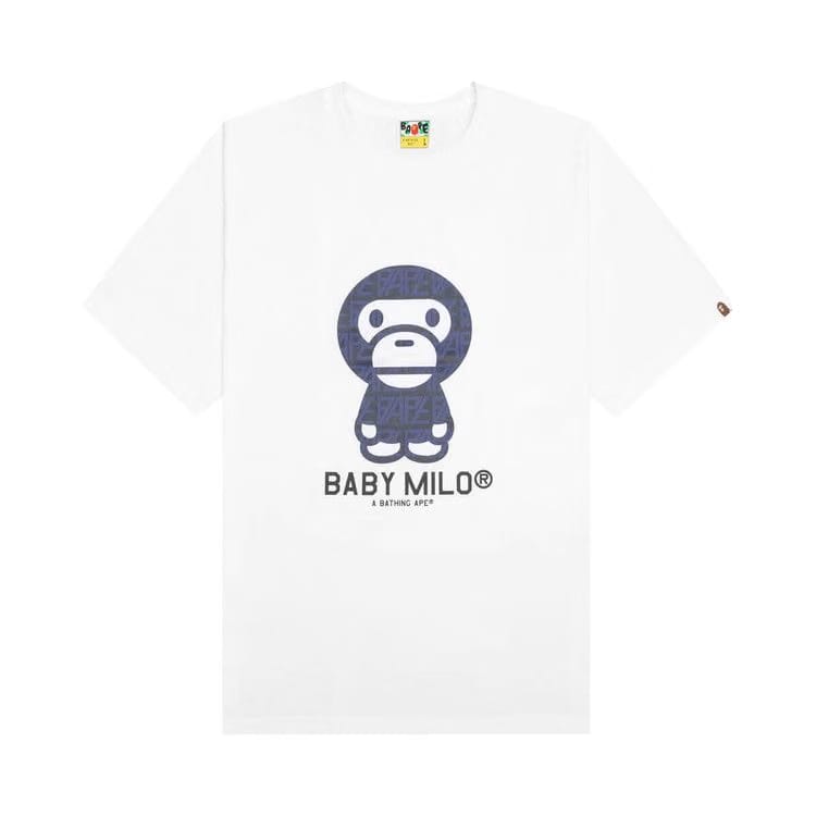 BAPE Logo Monogram Baby Milo T-Shirt White/Navy
