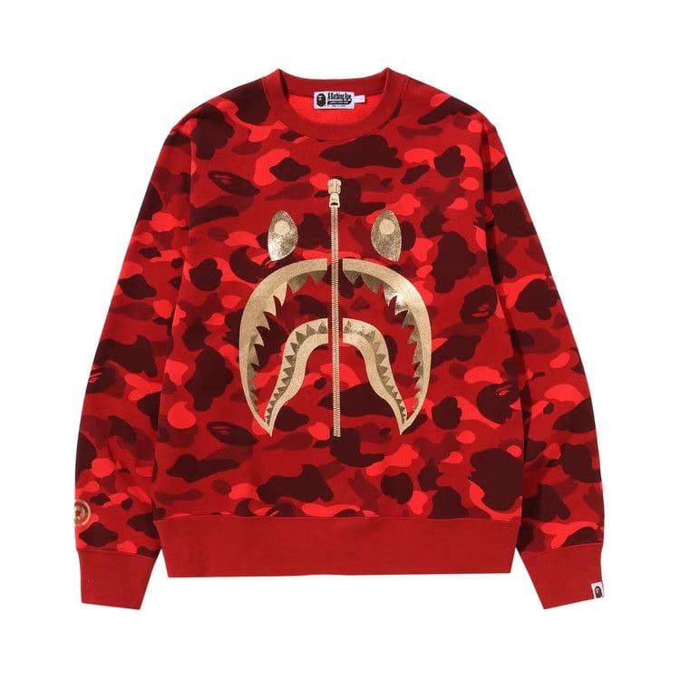 BAPE Color Camo Shark Crewneck Red