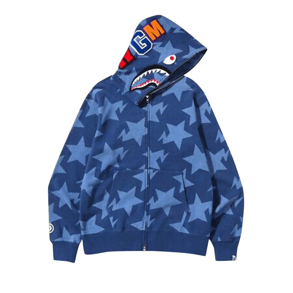 BAPE Sta Pattern Shark Full Zip Hoodie Navy/Indigo
