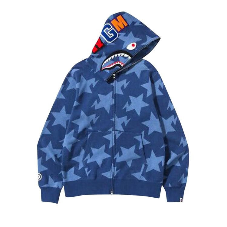BAPE Sta Pattern Shark Full Zip Hoodie Navy/Indigo
