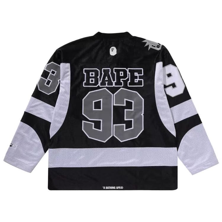 BAPE Multi Logo Relaxed Fit Long-Sleeve Ice Hockey Jersey Black