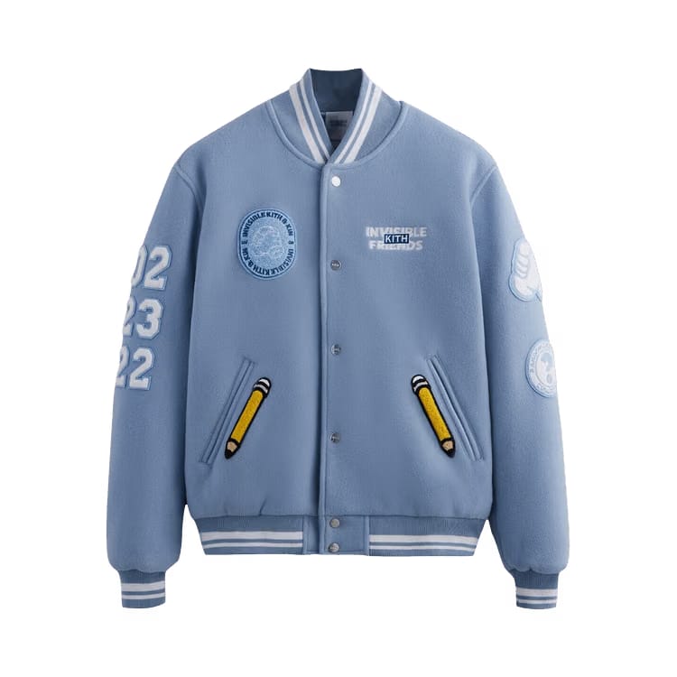 Kith x Invisible Friends Manteco Wool Varsity Jacket Larimar
