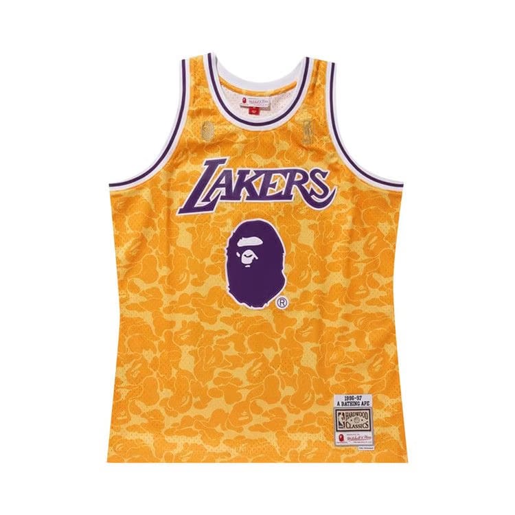 BAPE x Mitchell & Ness Lakers ABC Basketball Swingman Jersey Yellow