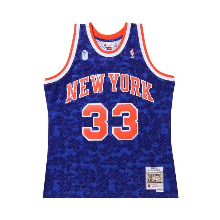 BAPE x Mitchell & Ness New York Knicks Ewing Jersey Blue
