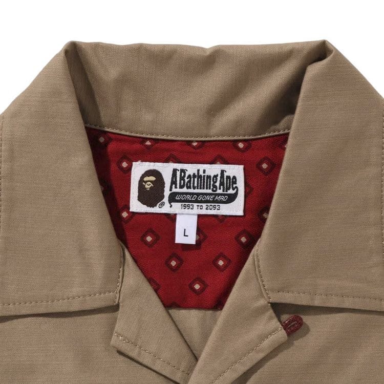 BAPE Dragon Embroidery Open Collar Shirt Beige