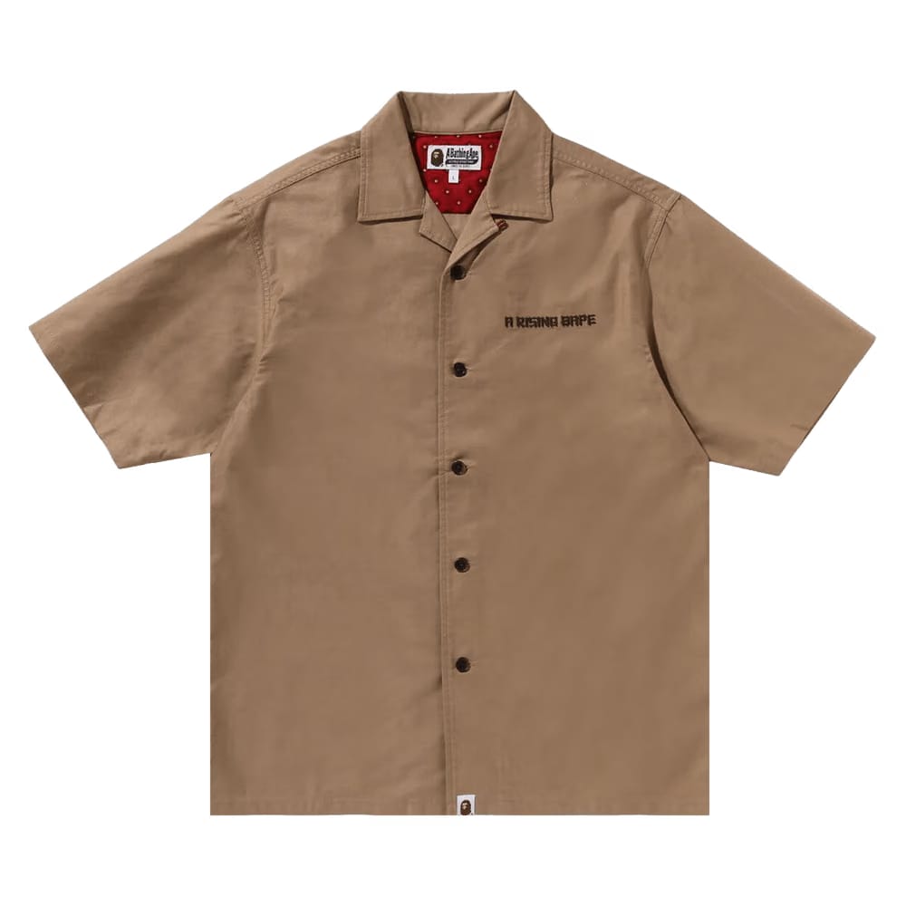 BAPE Dragon Embroidery Open Collar Shirt Beige