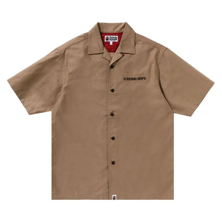 BAPE Dragon Embroidery Open Collar Shirt Beige