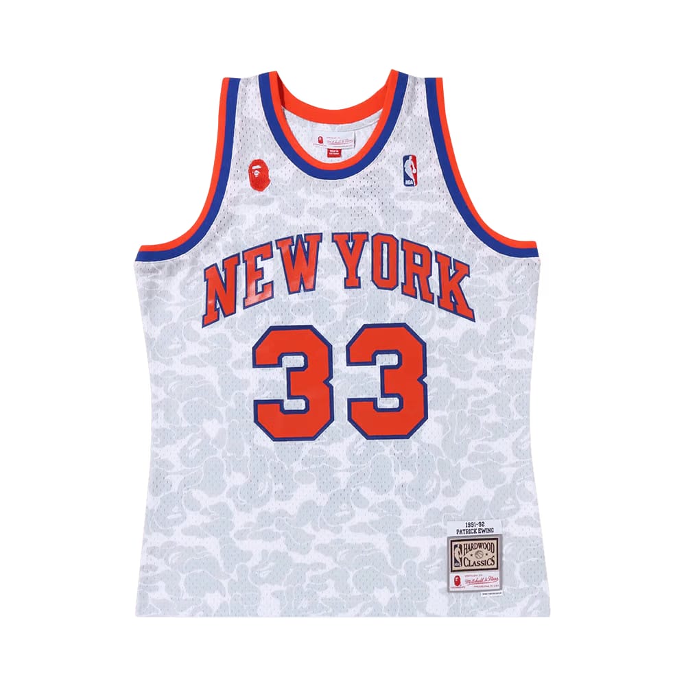 BAPE x Mitchell & Ness New York Knicks Ewing Jersey White