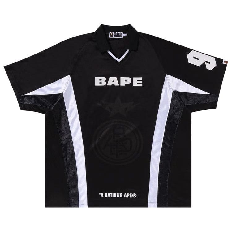BAPE Multi Logo Relaxed Fit Soccer Jersey Black