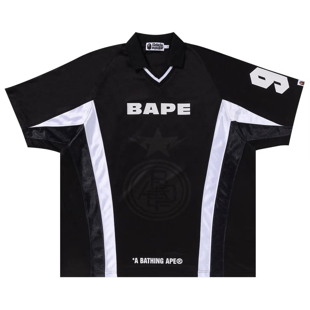 BAPE Multi Logo Relaxed Fit Soccer Jersey Black