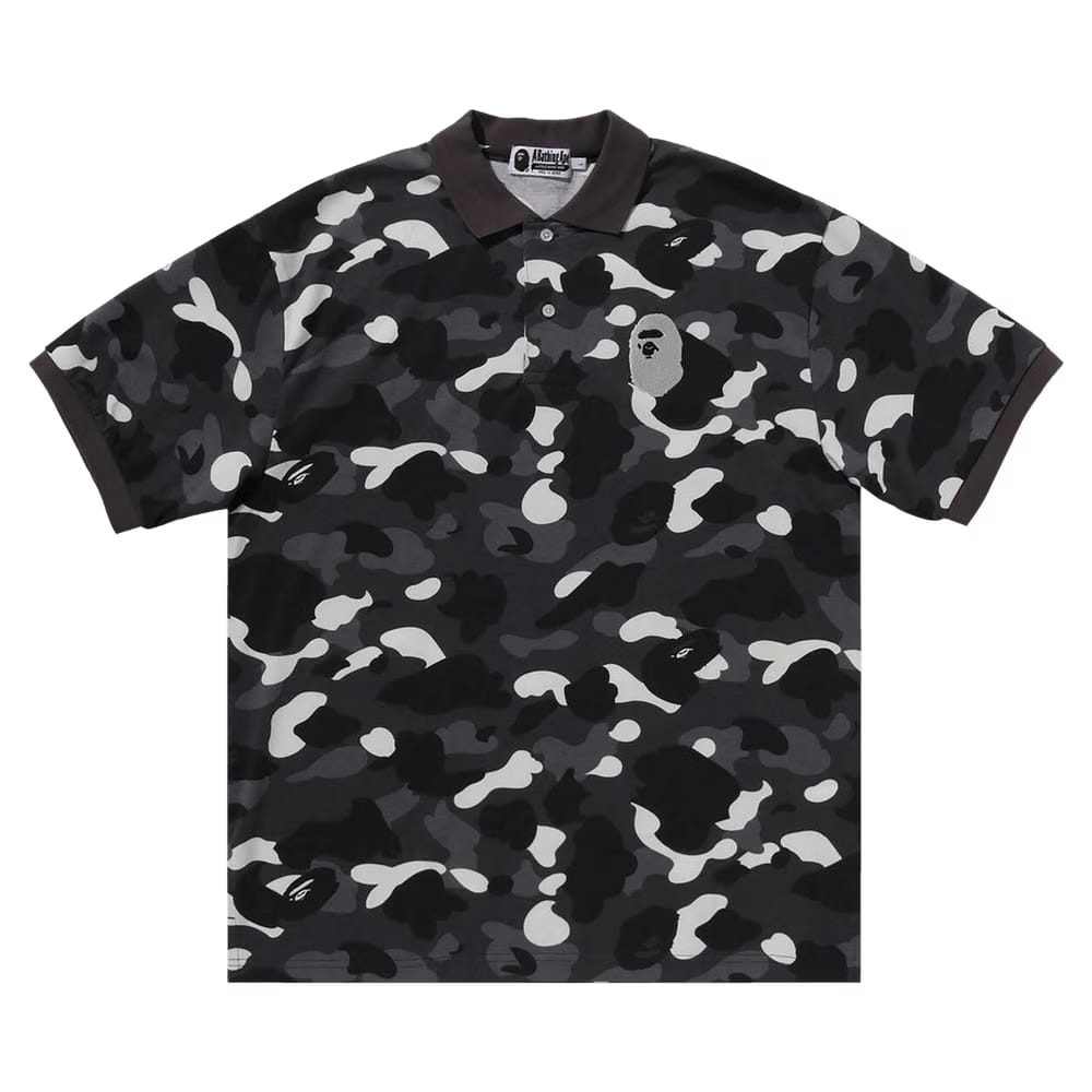 BAPE City Camo Large Ape Head Polo Relaxed Fit Black