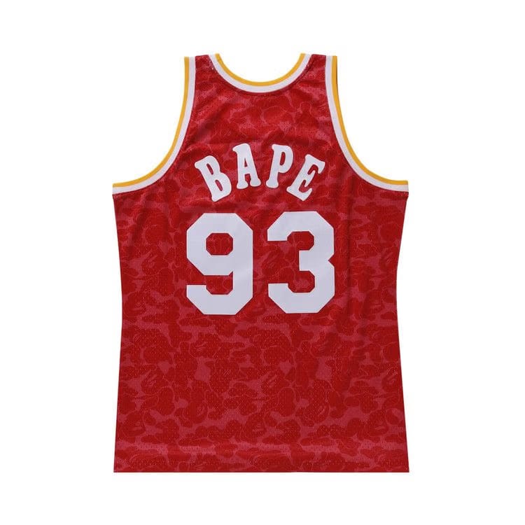 BAPE x Mitchell Ness Rockets Camo Basketball Swingman Jersey Red