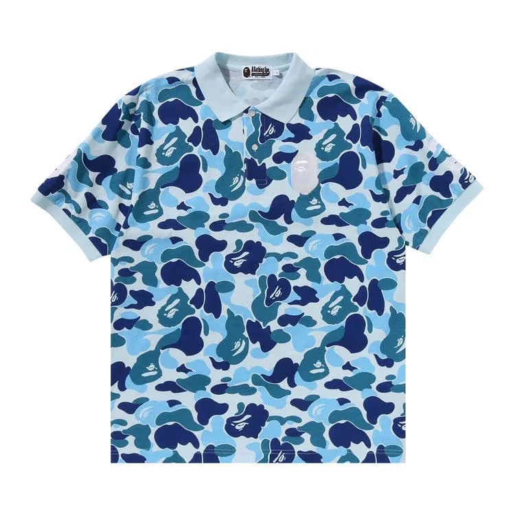 BAPE ABC Camo Large Ape Head Polo Blue