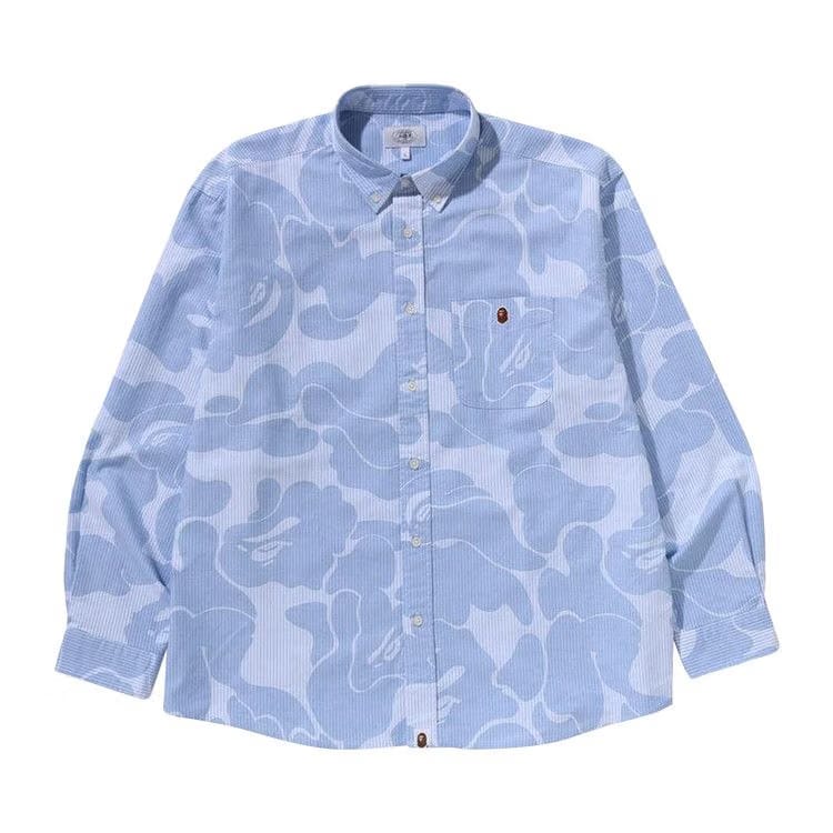 BAPE Stripe Camo Relaxed Fit Shirt Sax