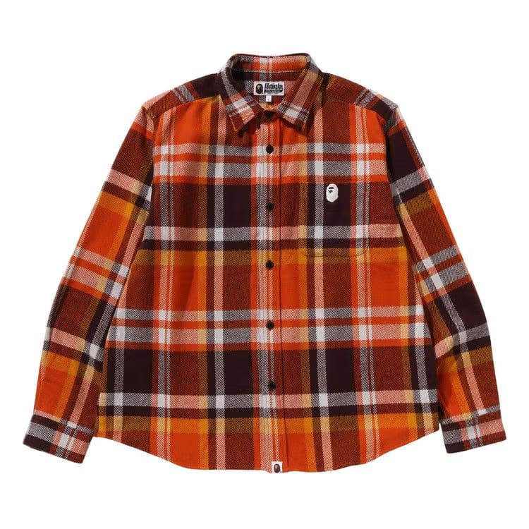 BAPE Check Relaxed Fit Shirt Orange