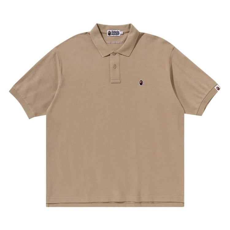 BAPE Ape Head One Point Polo Beige