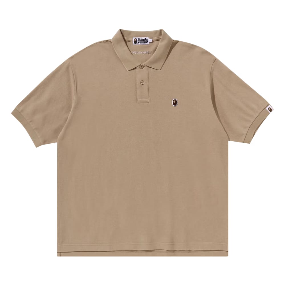 BAPE Ape Head One Point Polo Beige