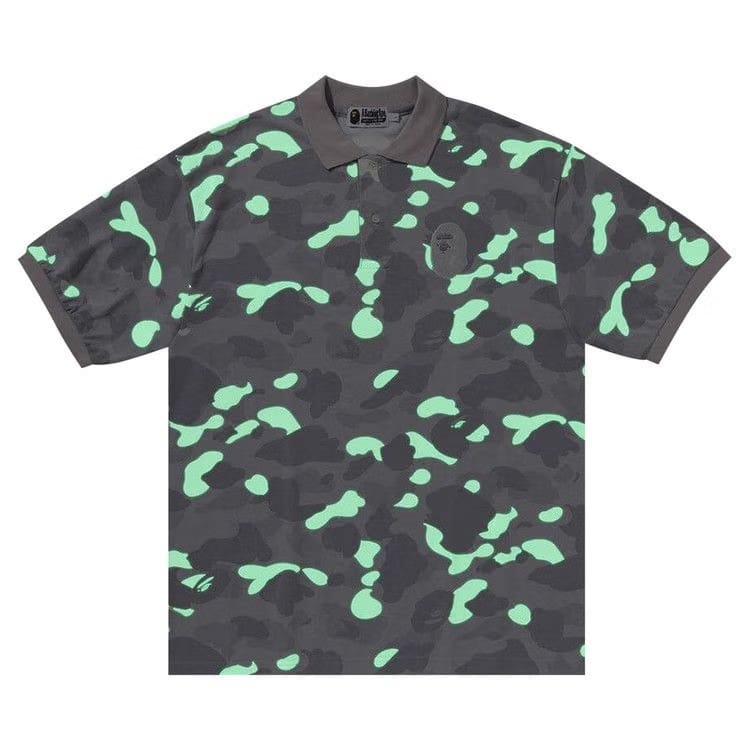 BAPE City Camo Large Ape Head Polo Relaxed Fit Grey