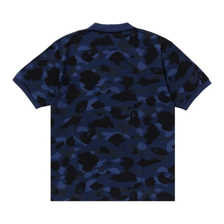 BAPE Color Camo Large Ape Head Relaxed Fit Polo Shirt Navy