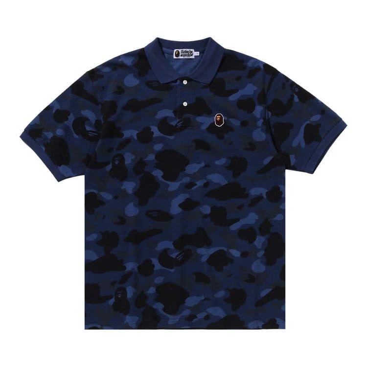 BAPE Color Camo Large Ape Head Relaxed Fit Polo Shirt Navy