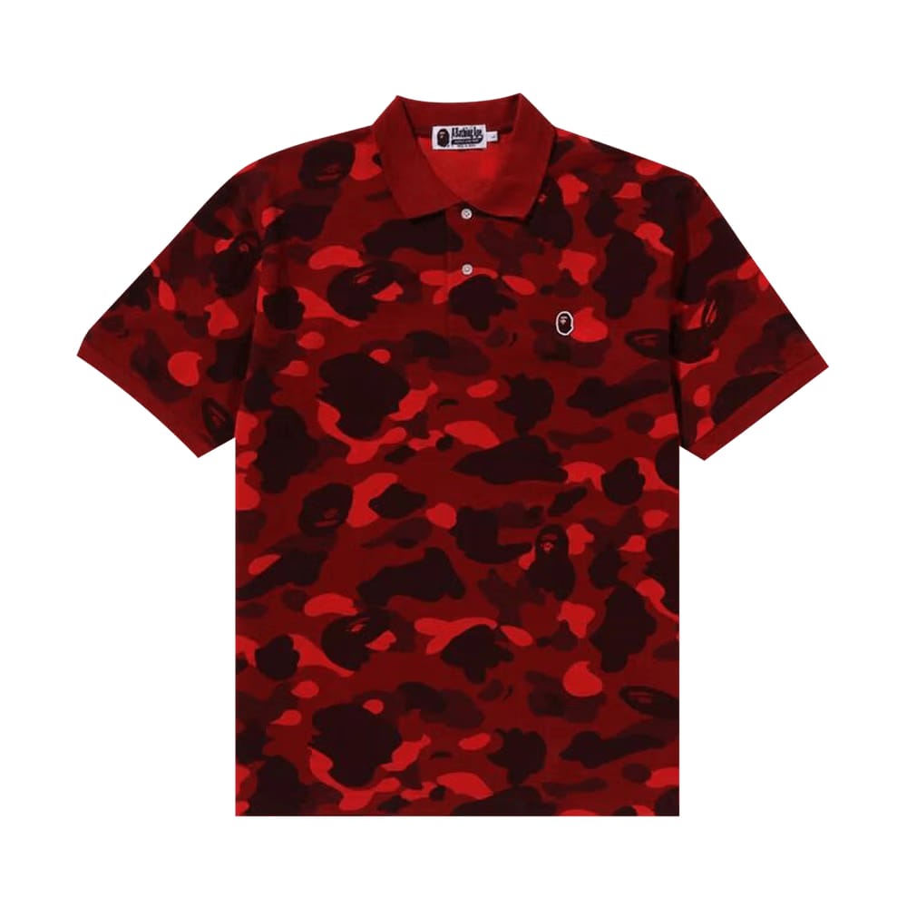 BAPE Color Camo Ape Head One Point Polo Red