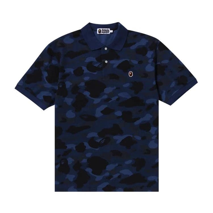 BAPE Color Camo Ape Head One Point Polo Navy