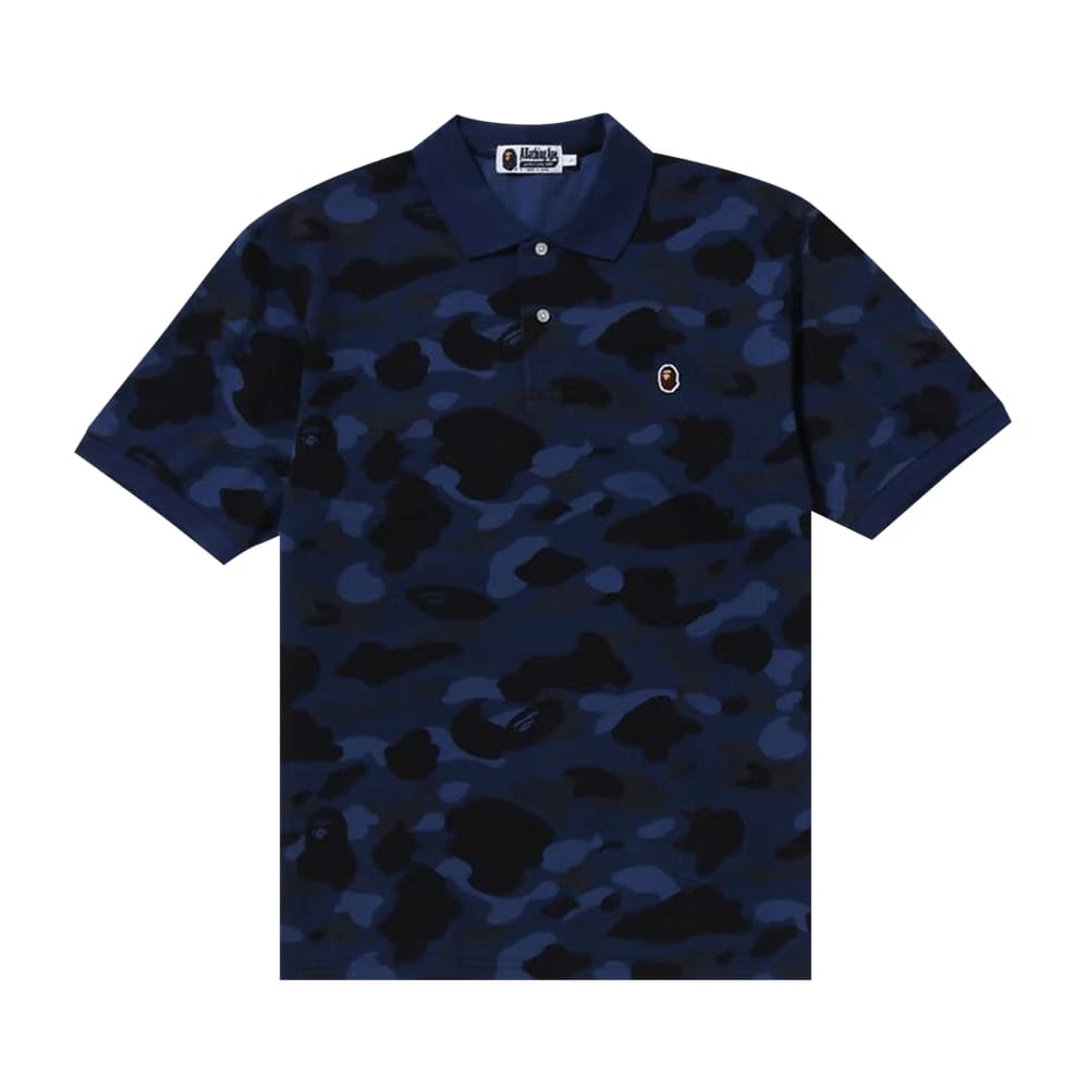 BAPE Color Camo Ape Head One Point Polo Navy
