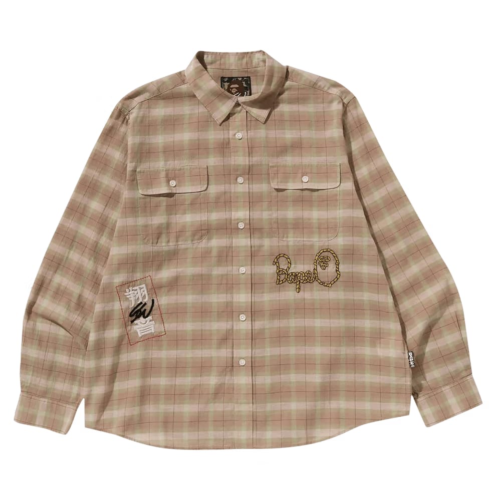 BAPE x Sean Wotherspoon Embroidery Check Shirt Beige