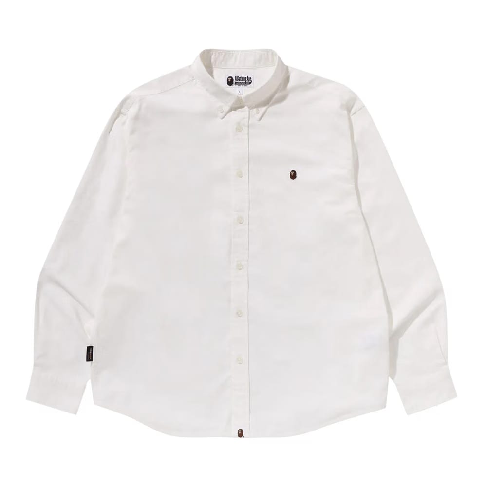 BAPE One Point Oxford Long-Sleeve Shirt White