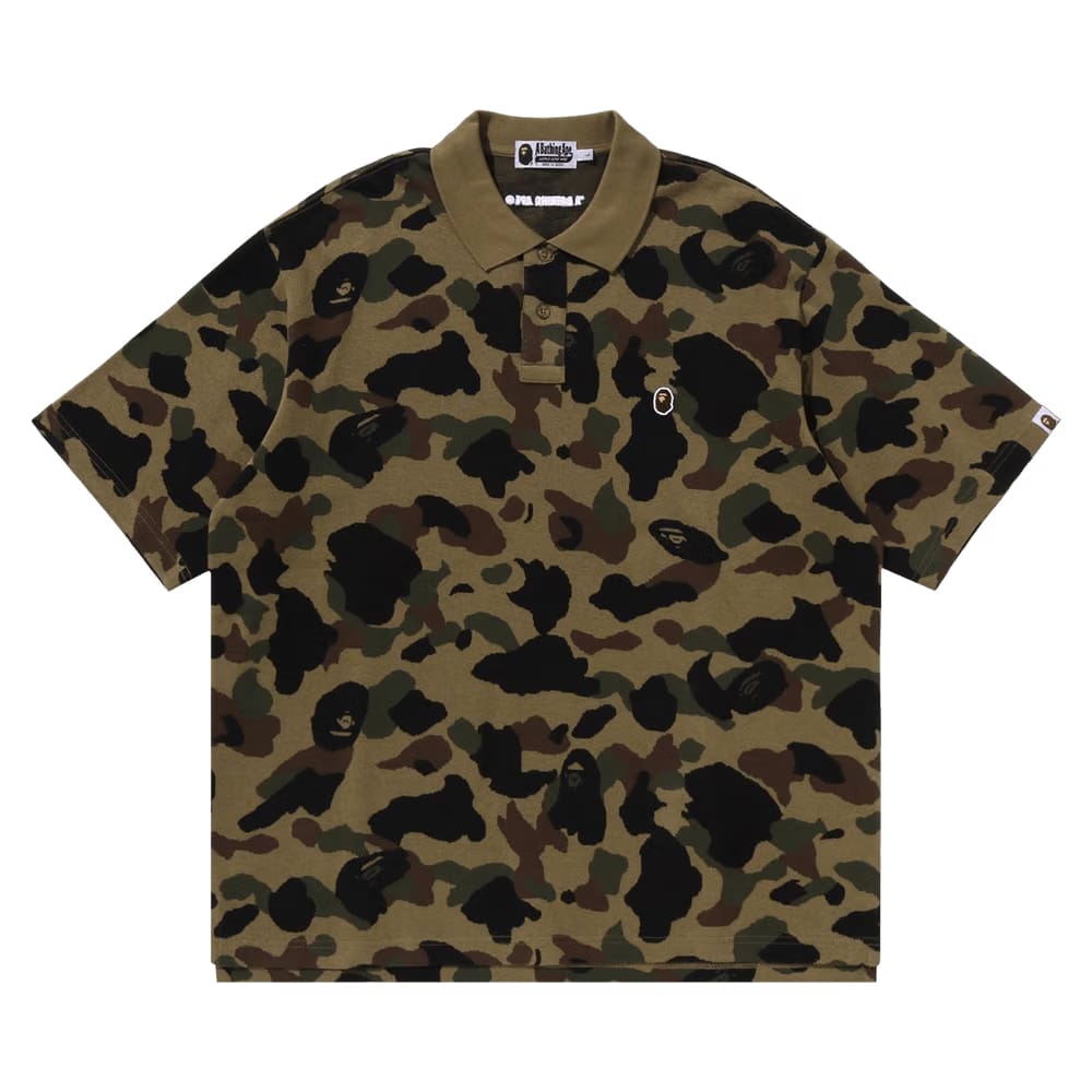 BAPE 1st Camo Jacquard Relax Fit Polo Shirt Green