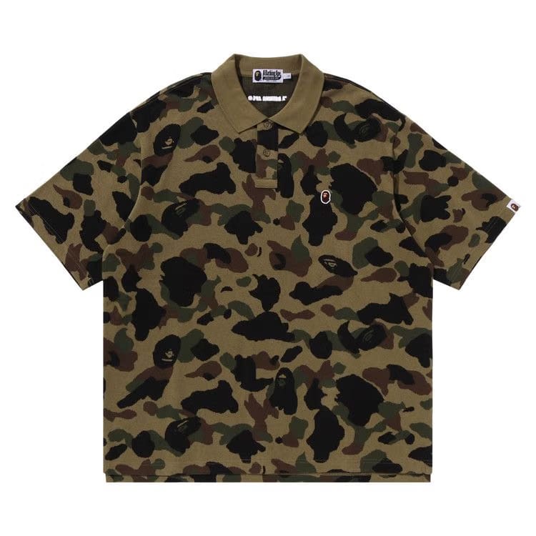 BAPE 1st Camo Jacquard Relax Fit Polo Shirt Green