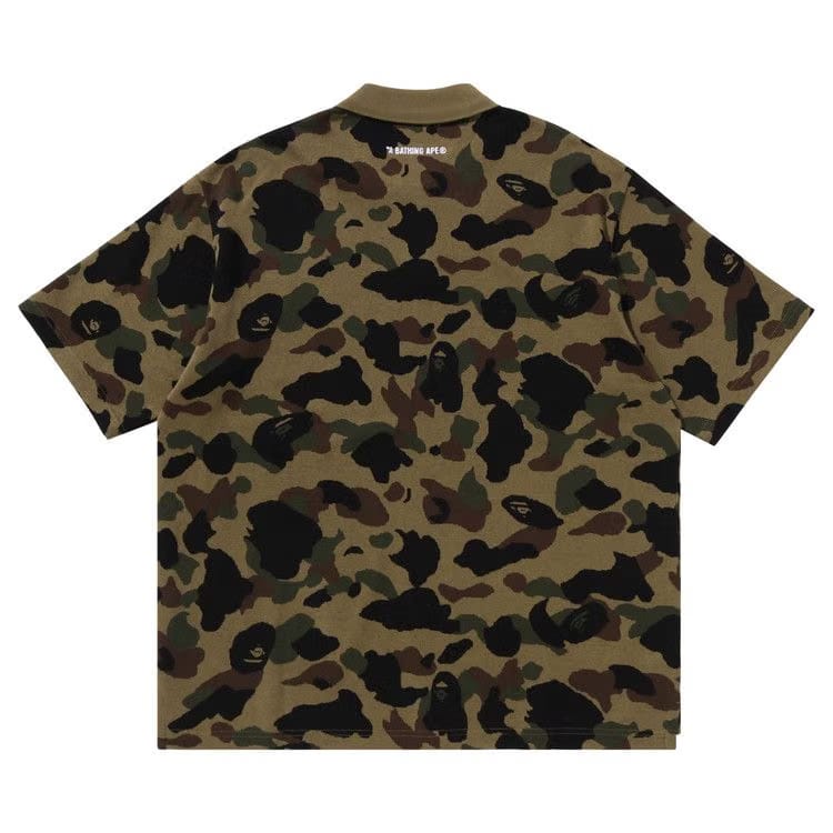 BAPE 1st Camo Jacquard Relax Fit Polo Shirt Green