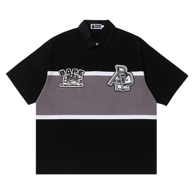 BAPE Color Blocking Oversized Rugby Polo Black