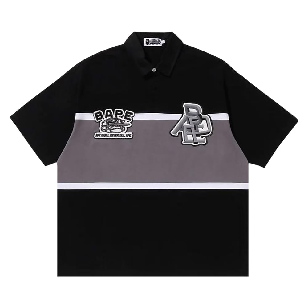 BAPE Color Blocking Oversized Rugby Polo Black
