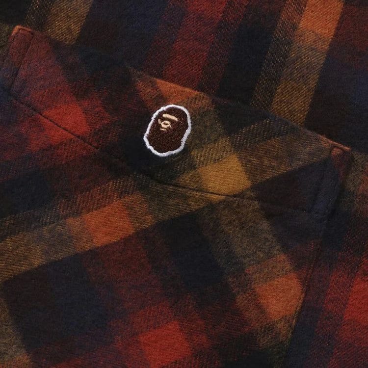 BAPE Ape Head One Point Check Relaxed Fit Shirt Red