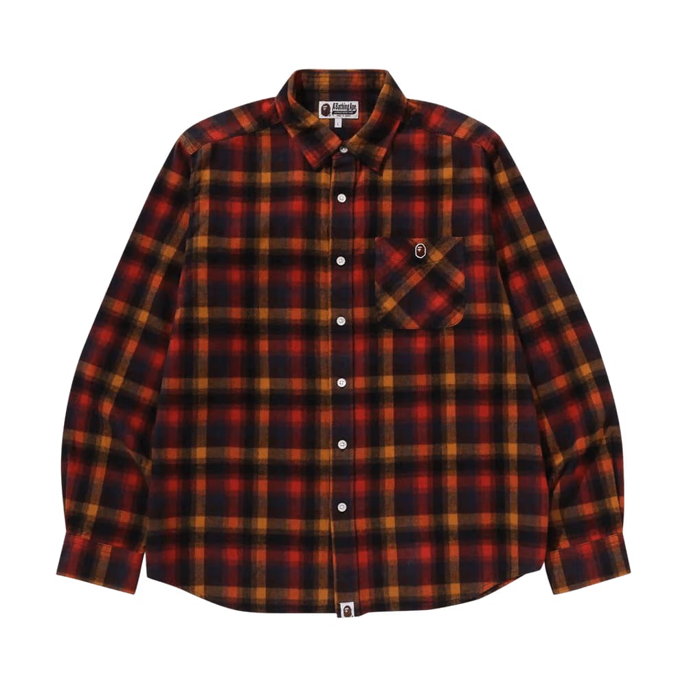 BAPE Ape Head One Point Check Relaxed Fit Shirt Red