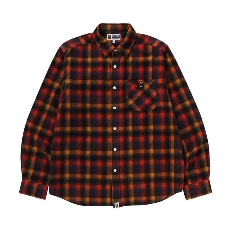 BAPE Ape Head One Point Check Relaxed Fit Shirt Red