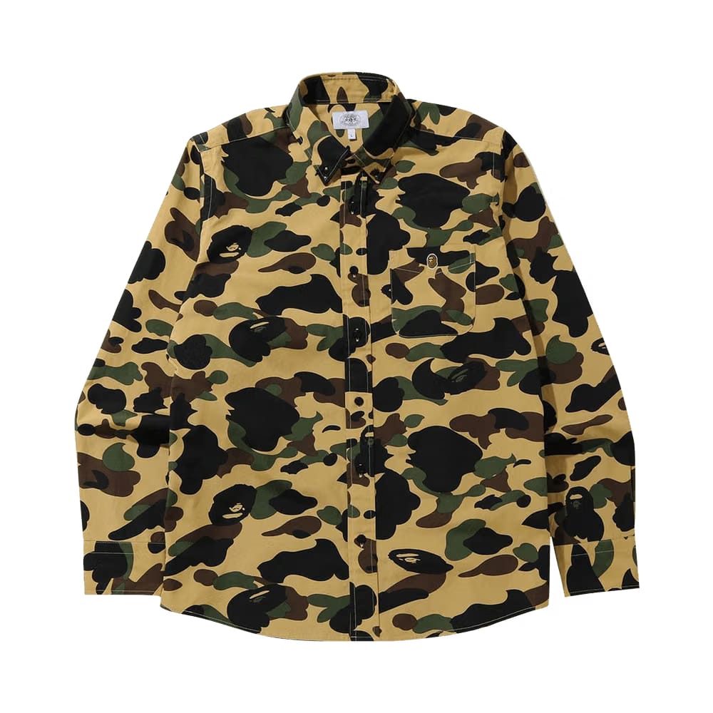 BAPE 1st Camo Button Down Shirt Yellow