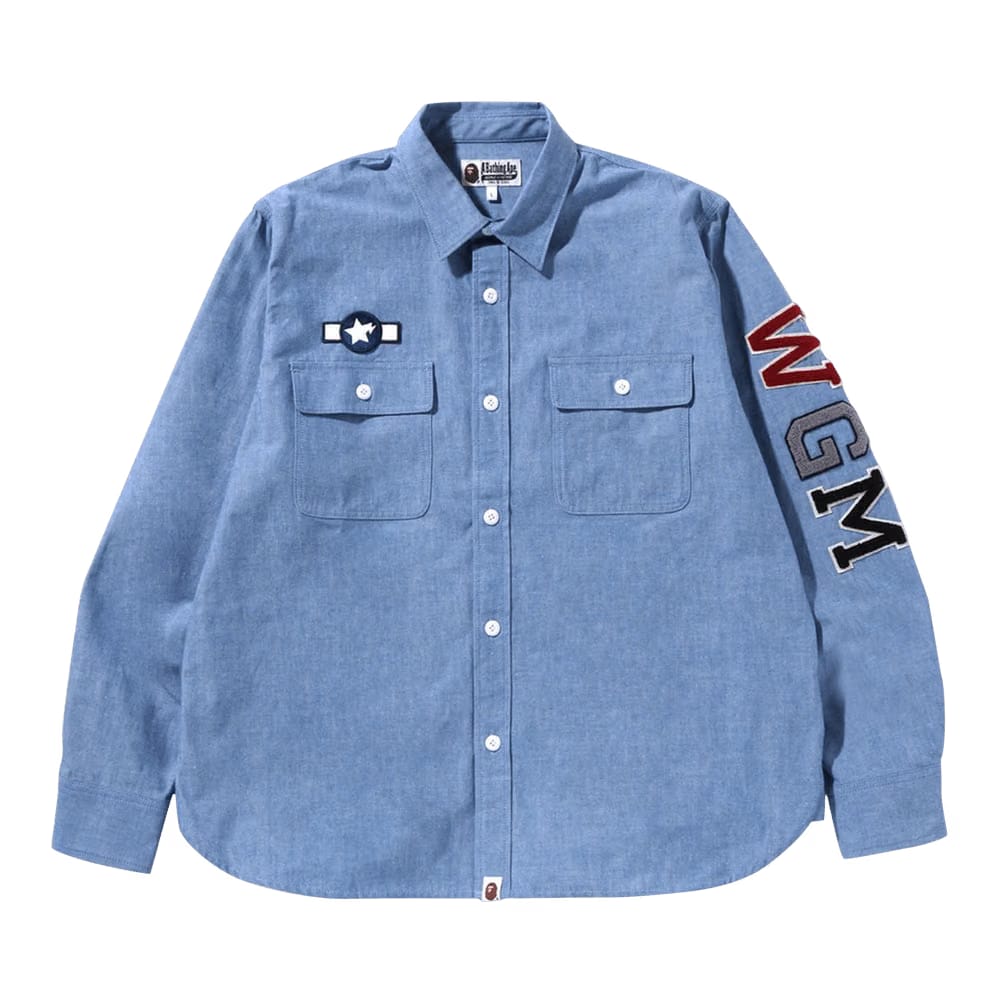 BAPE Busy Shark Chambray Relaxed Fit Shirt Blue/Light Indigo