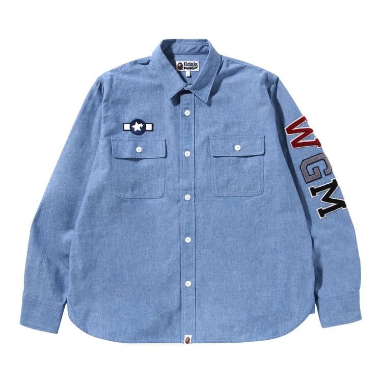 BAPE Busy Shark Chambray Relaxed Fit Shirt Blue/Light Indigo