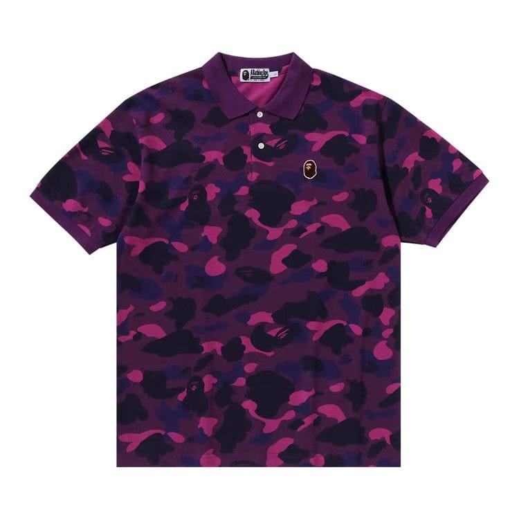 BAPE Color Camo Large Ape Head Relaxed Fit Polo Shirt Purple