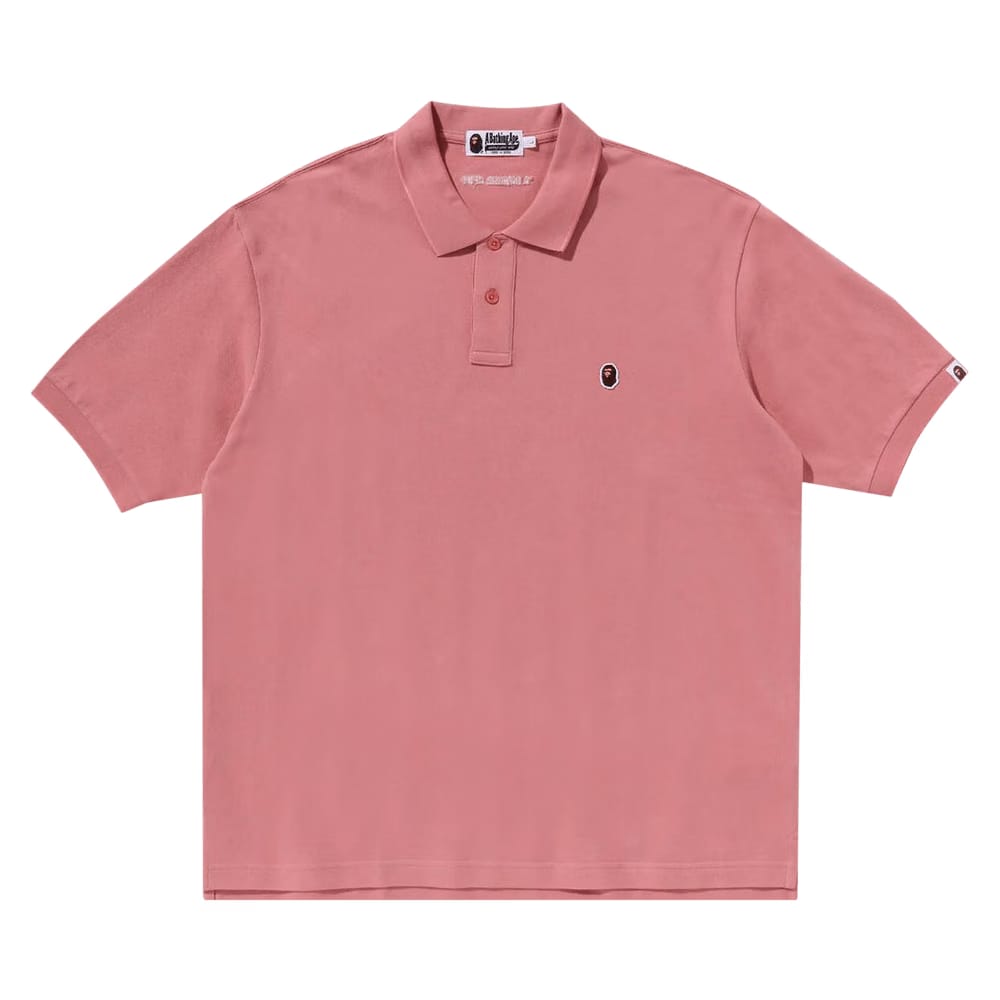 BAPE Ape Head One Point Polo Pink