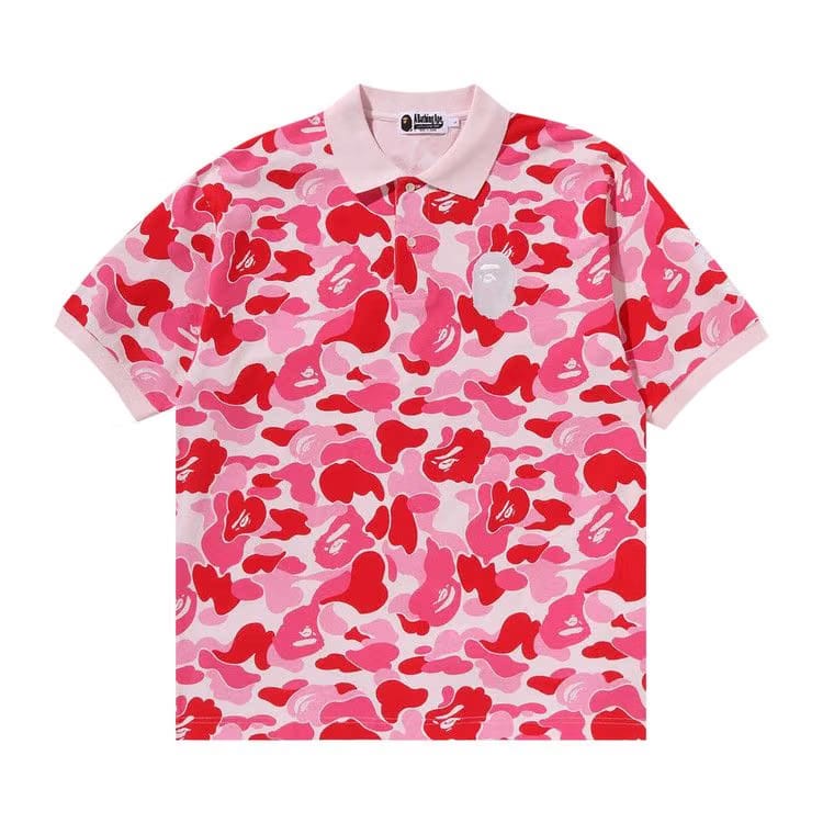 BAPE ABC Camo Large Ape Head Polo Pink