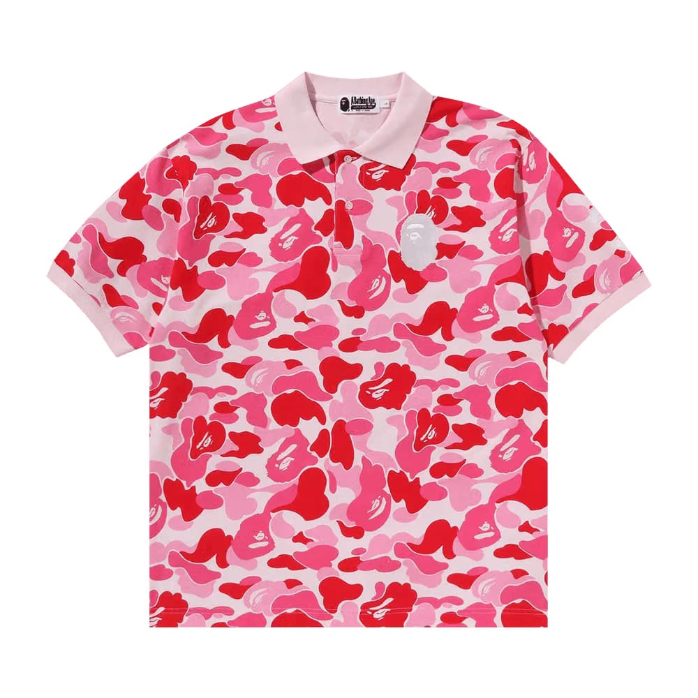 BAPE ABC Camo Large Ape Head Polo Pink