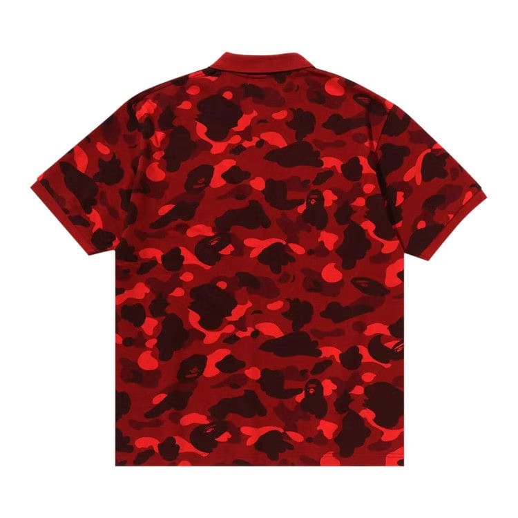 BAPE Color Camo Large Ape Head Relaxed Fit Polo Shirt Red