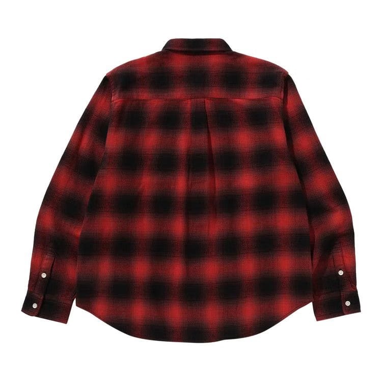 BAPE One Point Ombre Check Relaxed Fit Long-Sleeve Shirt Red