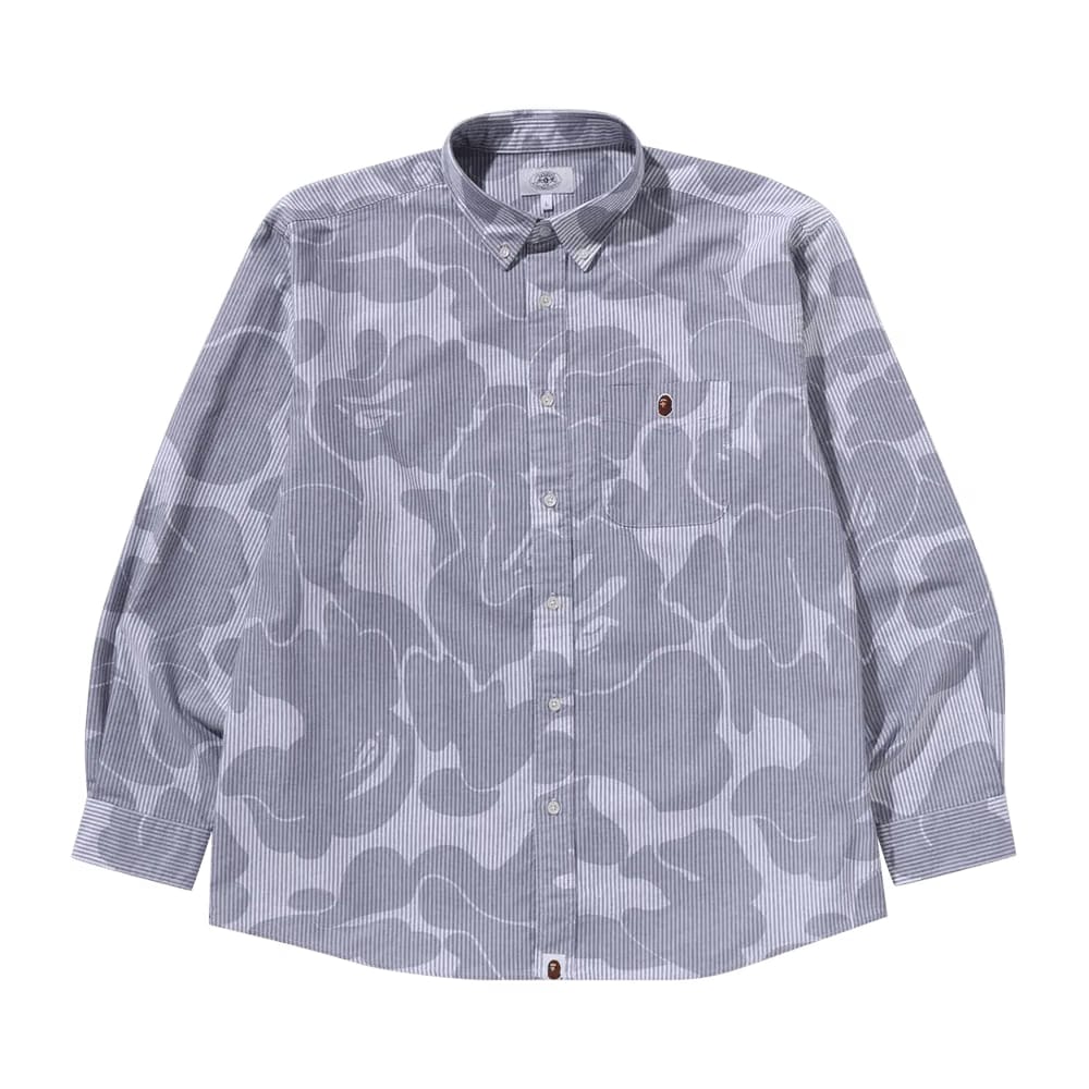 BAPE Stripe Camo Relaxed Fit Shirt Grey